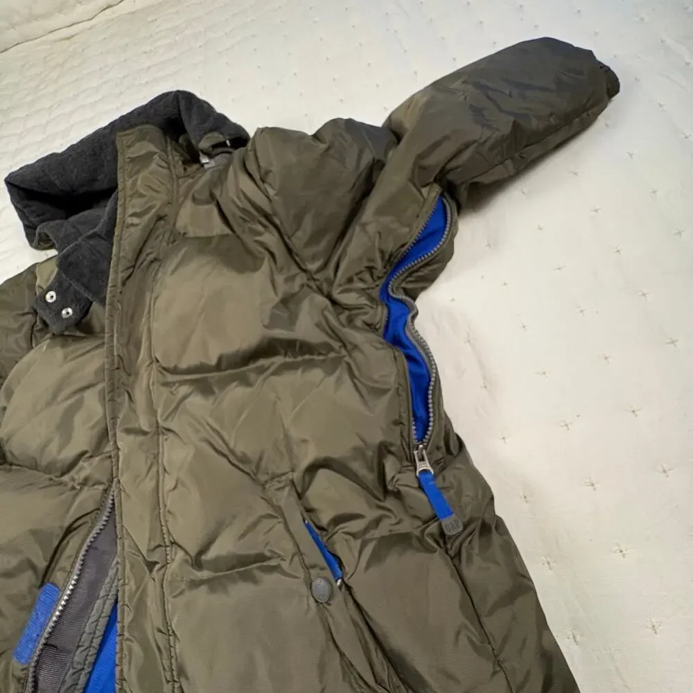 Gap Kids Down Puffer Jacket Boys M(8) Olive Green Ski Coat Utility Vintage Y2K